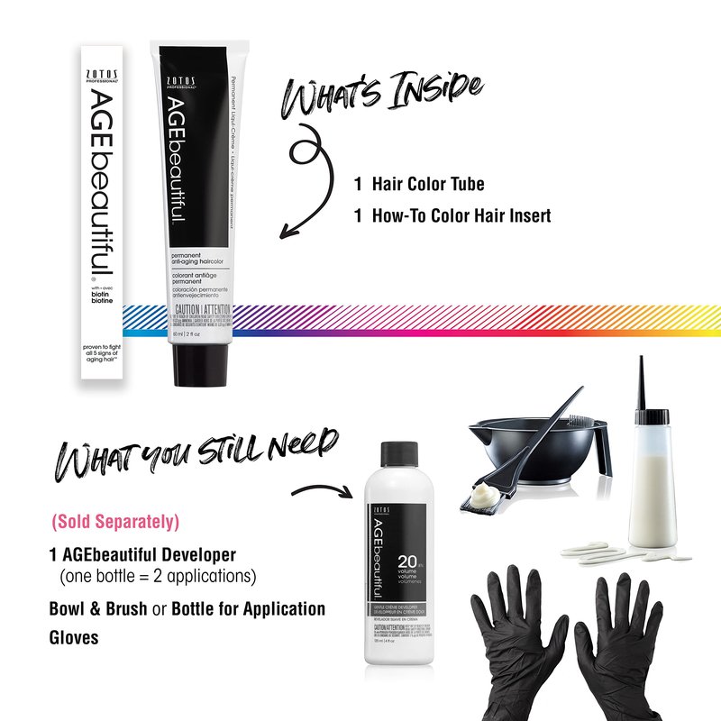 AGE beautiful Permanent Hair Color Dye Liqui Creme & Developer 20 Volume | 100% Gray Coverage | Anti-Aging | Biotin for Thicker, Fuller, Healthier Hair | 1N Jet Black