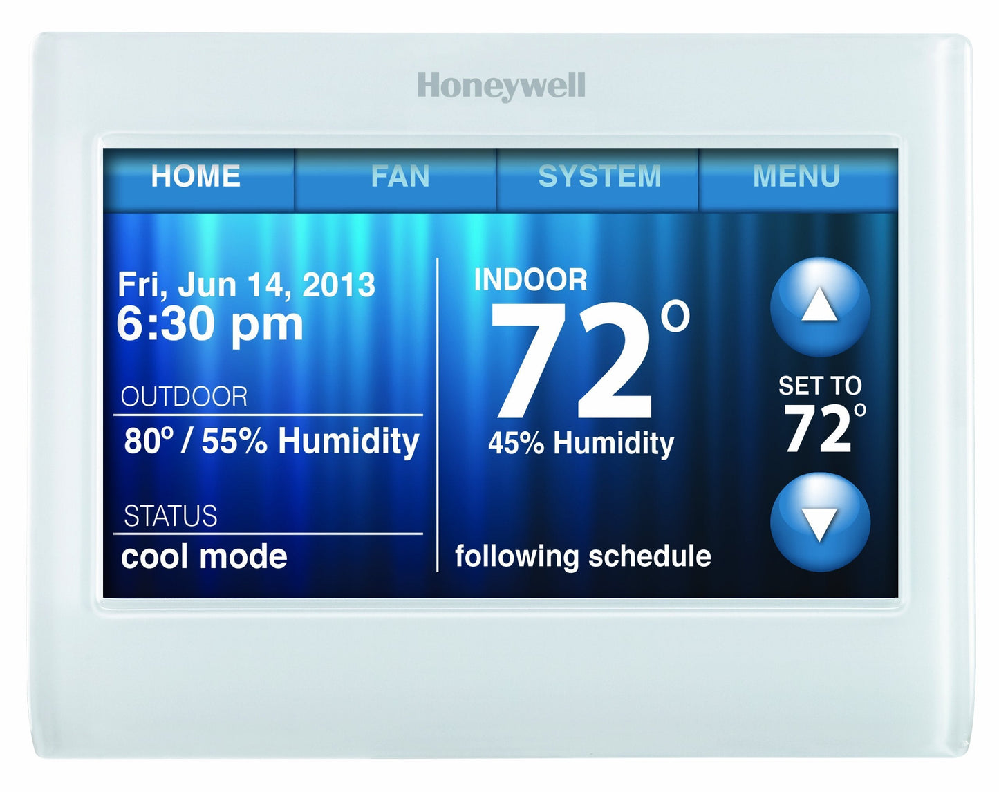 Honeywell TH9320WF5003 Wi-Fi 9000 Color Touch Screen Programmable Thermostat, 3.5 x 4.5 Inch, White, 'Requires C Wire" (Renewed)