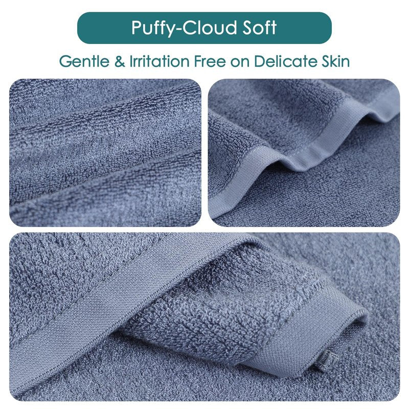 Reusable Makeup Remover Towels, 13x13 inch Extra Large Wash Cloths for Face and Body, Super Soft and Gentle Face Towel on Sensitive Skin, Easy to Rinse Fast Dry Denim Blue Facial Cleansing Cloths
