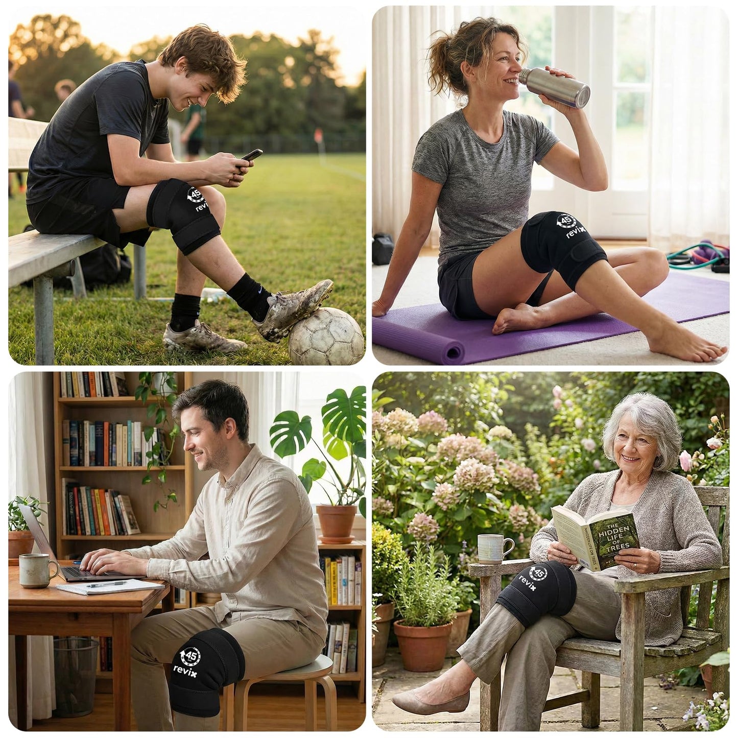 REVIX Knee Ice Pack Wrap, 45-Minute Long-Lasting Ice Pack for Knees with Ice Grid Gel Design, Reusable Gel Ice Wrap for Meniscus Tear, ACL, Cold Therapy for Elbows, Calves & Legs (12" × 9.5"")"