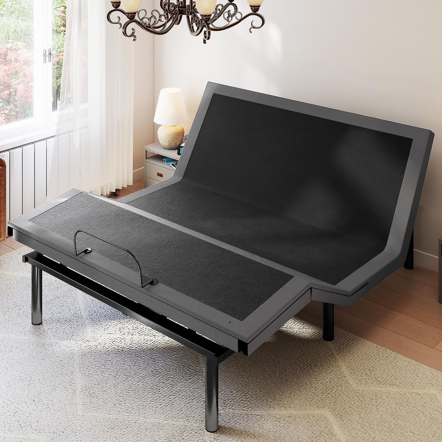 Sweetcrispy Adjustable Bed Frame Twin XL, Ergonomic Electric Bed Base with Wireless Remote and 2 USB Ports, Head and Foot Incline, Zero Gravity Bed, Anti-Snore, Easy Assembly