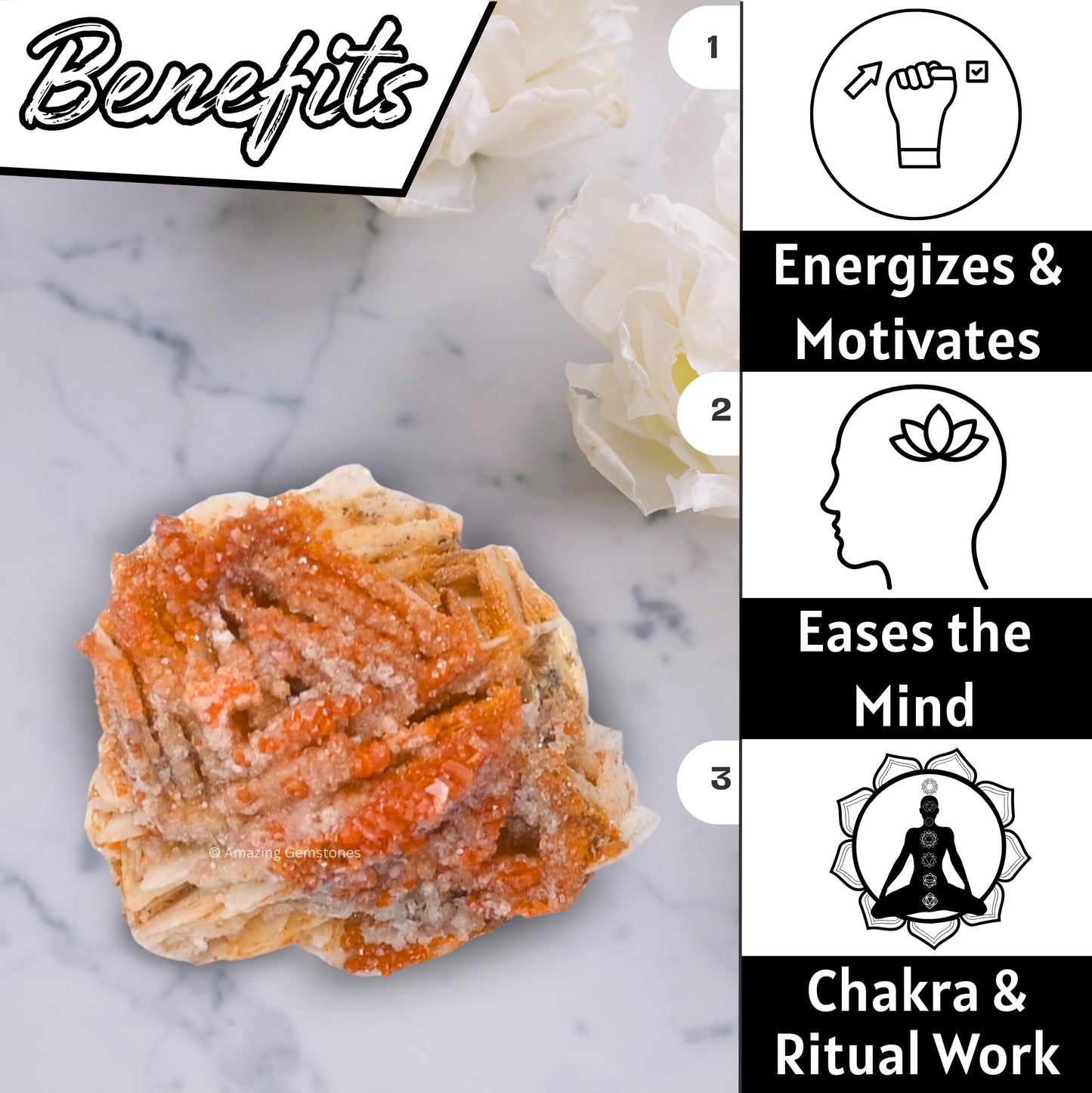 Amazing Gemstone Vanadinite Crystals and Healing Stones Mineral Specimen - Semi Precious Gem Stones - Healing Crystals Geode Clusters for Meditation, Chakra Balance, and Energy (S)