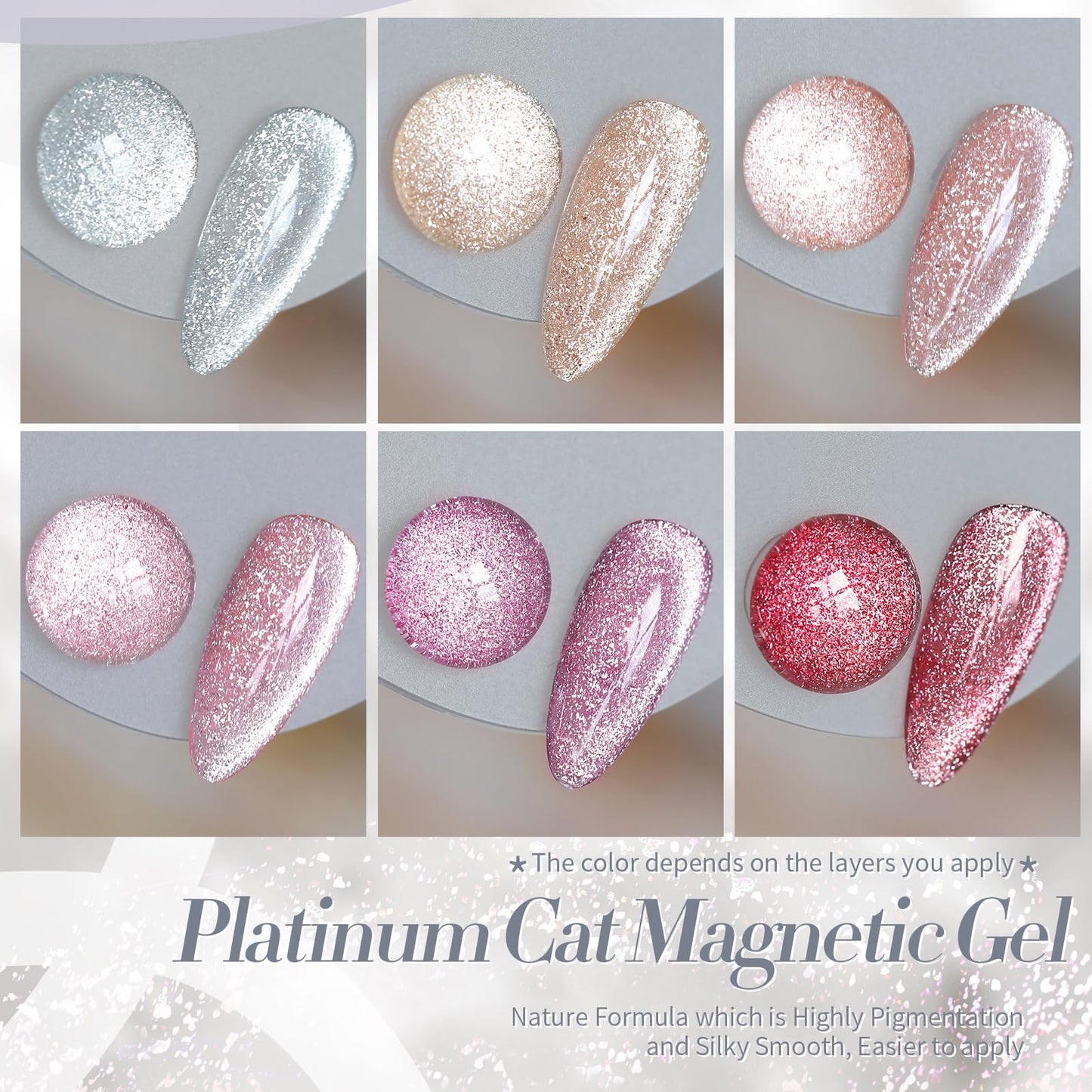 Born Pretty Magnetic Gel Polish Platinum Glitter Cat Magnetic Gel Nail Polish Silver Rose Gold Pink Red Purple Nail Salon DIY at Home