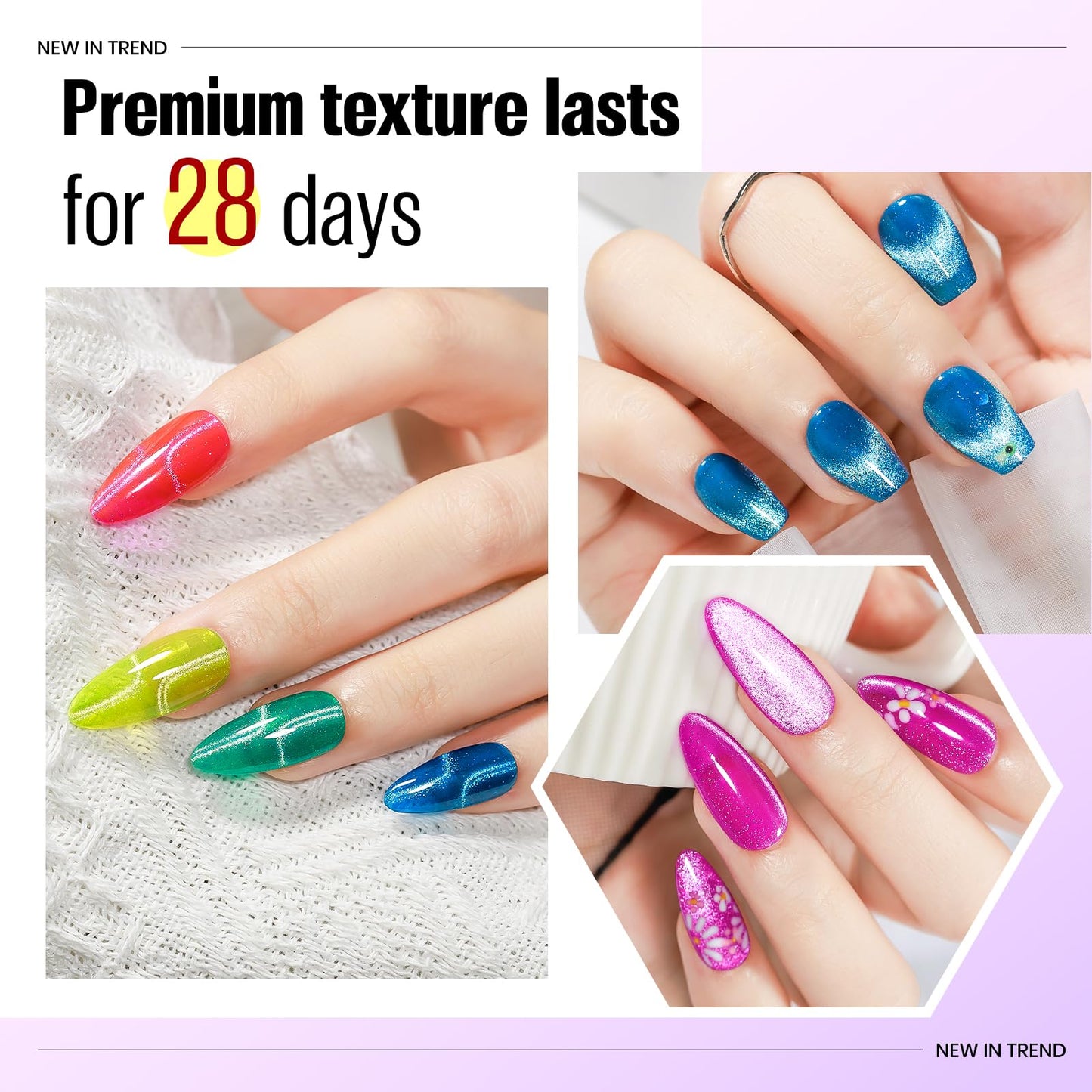 MIZHSE Cat Eye Gel Nail Polish, Neon Magnetic Gel Polish with Magnet Stick, Summer Colors Hot Pink Green Soak Off Nail Art Manicure Salon Home DIY Gift for women