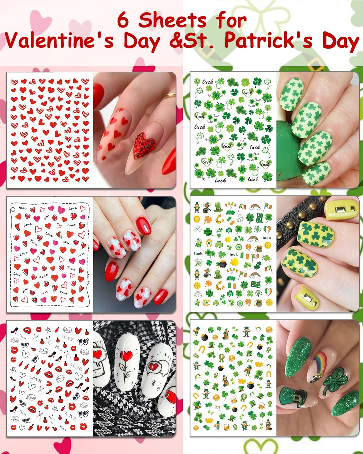 30 Sheets 7 Holiday Nail Art Stickers, Mixed Season Nail Decals Set for All Year, 3D Self-Adhesive Pegatinas Uñas Easter 4th of July Halloween Thanksgiving Christmas Valentine's St. Patrick's Day