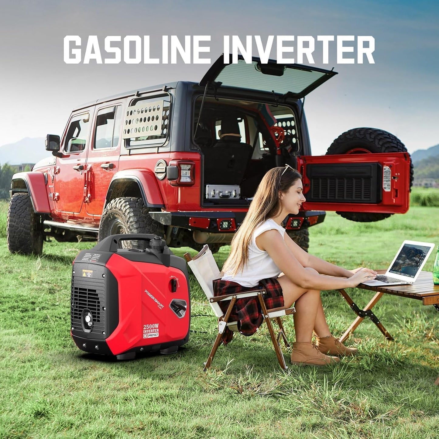 PowerSmart 2500-Watt Gas Powered Portable Inverter Generator, CO Sensor, Super Quiet for Camping, Home Emergency Use, EPA Compliant 2025 Version