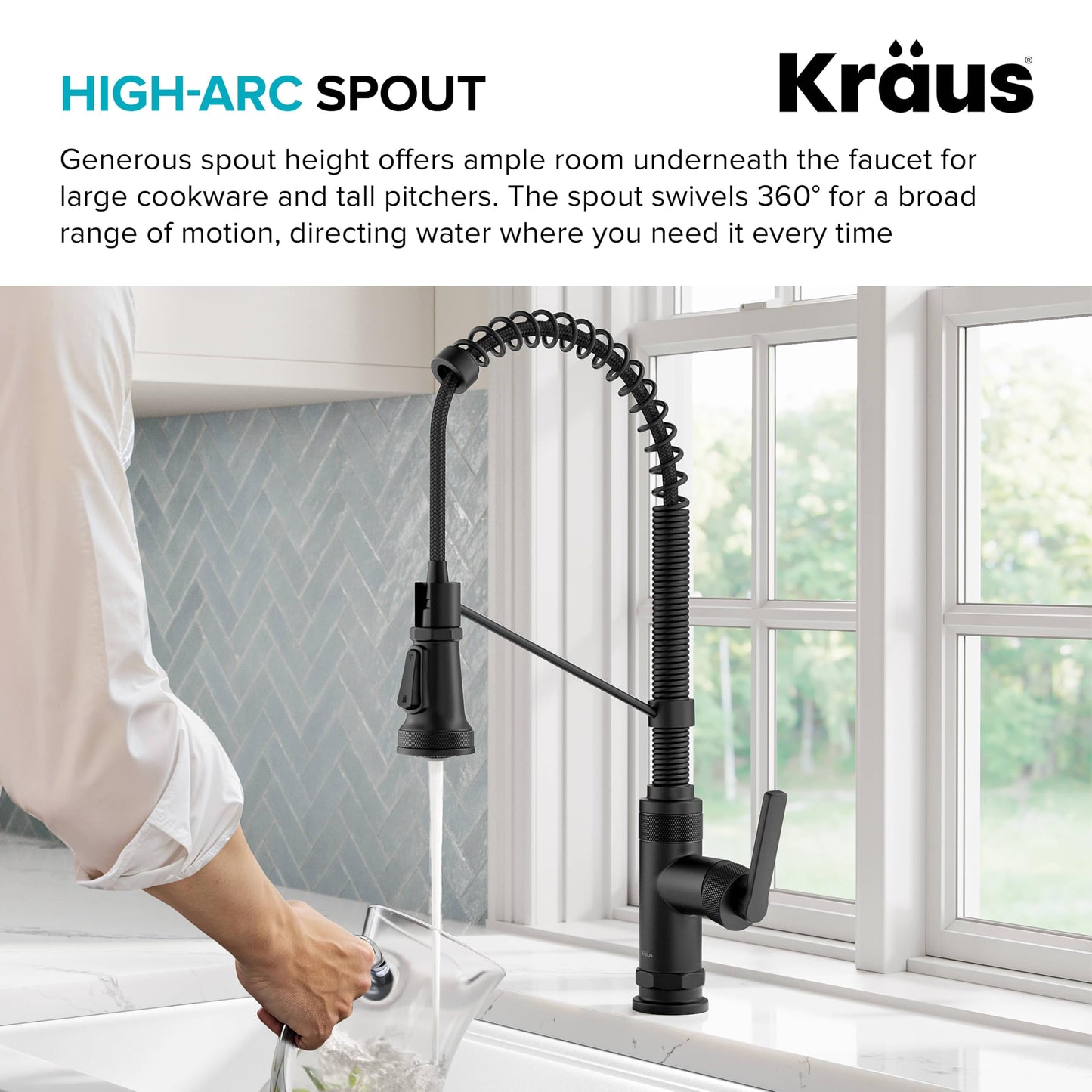 KRAUS Allyn Commercial Style 2-Function Single Handle Pull Down Kitchen Faucet in Matte Black, KPF-4110MB