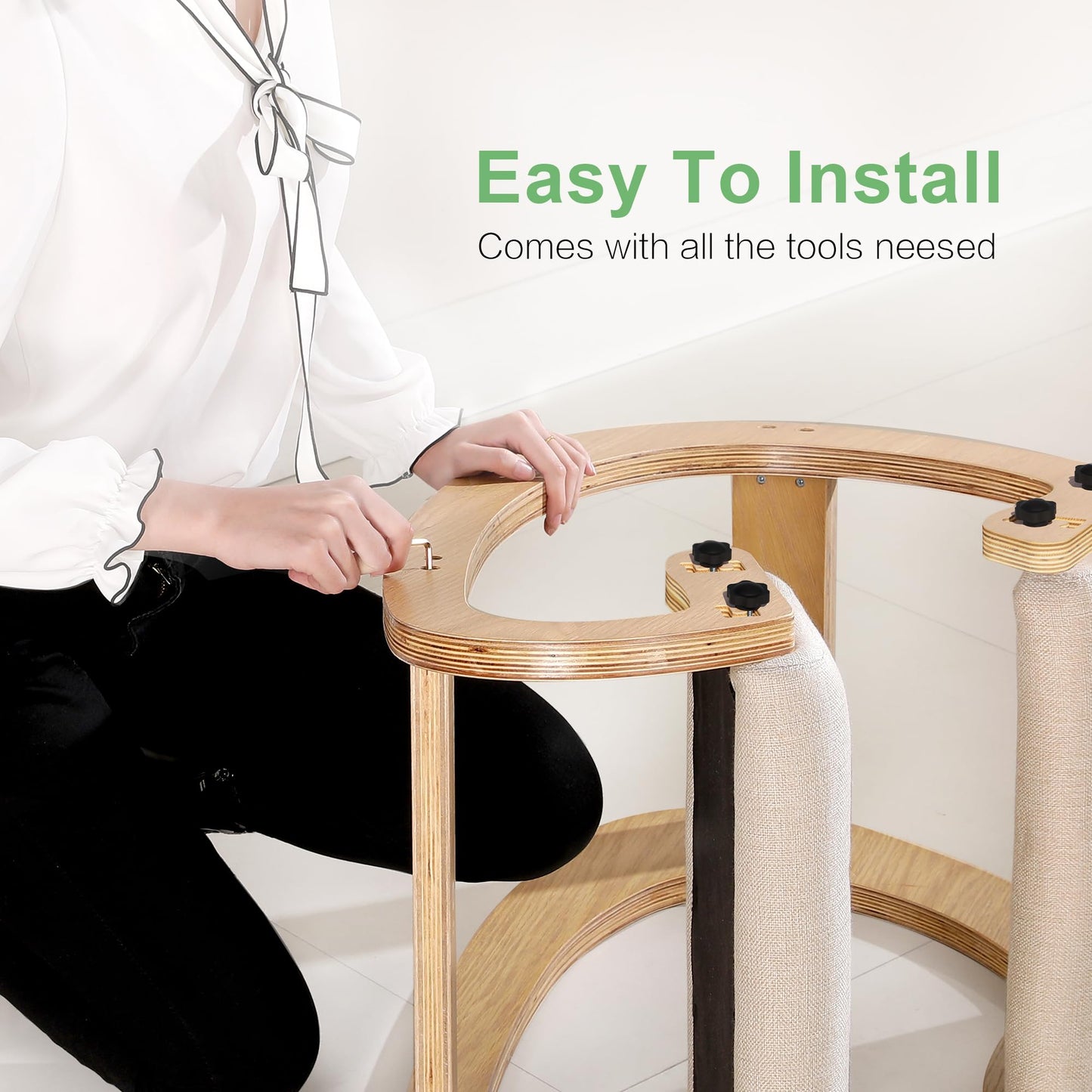Predawn Adjustable Ergonomic Kneeling Chair – Custom Height Rocking Posture Stool with Thick Cushions, Solid Wood Frame, Knee Support Seat for Adults, Office or Meditation Use(White Oak)