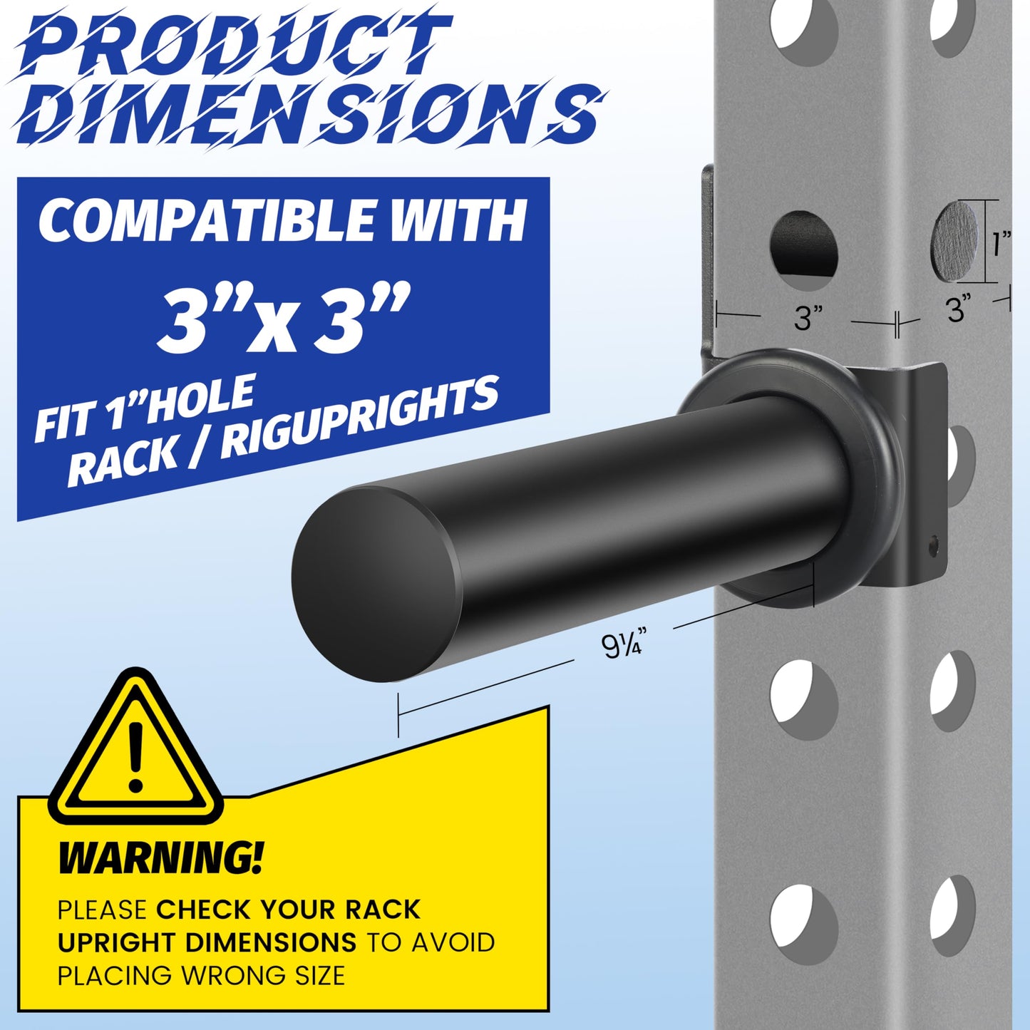 EVERYMATE Power Rack & Squat Rack Attachments Olympic Weight Plate Holder – Fits 3x3 Inch Tubes, 1" Hole – Bumper Plate Storage（4 pack）"