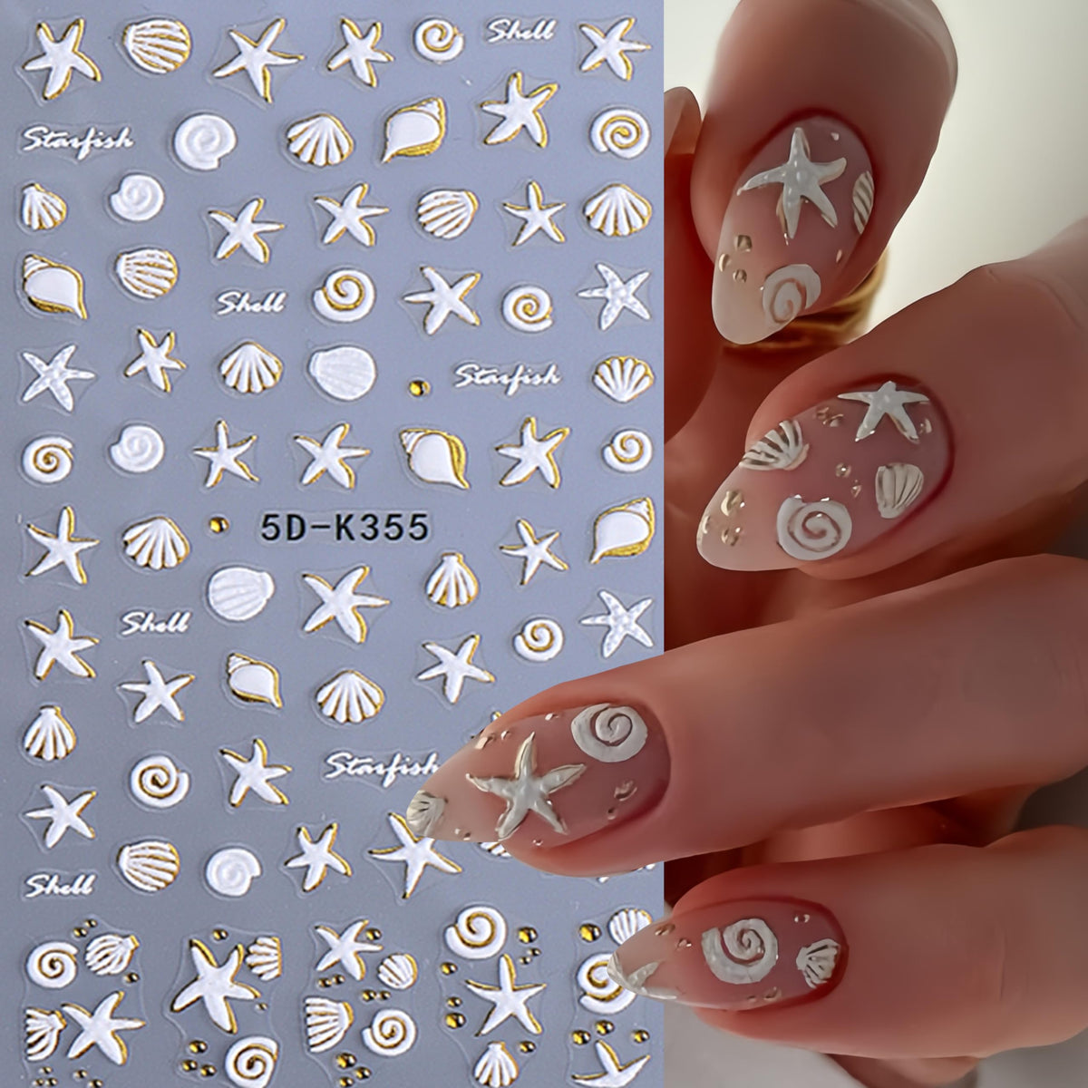 3 Sheets Summer Beach Ocean Nail Art Stickers 5D Embossed Summer Nail Decals Starfish Flower Seashell Nail Stickers Summer Sea Beach Nail Design Hawaiian Flower Nail Supplies for Women Manicure DIY