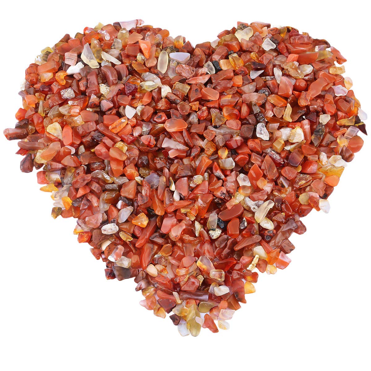 mookaitedecor 1/2 lb Carnelian Tumbled Stone Chips Crushed Quartz Crystals and Healing Stones with Chakra Bag