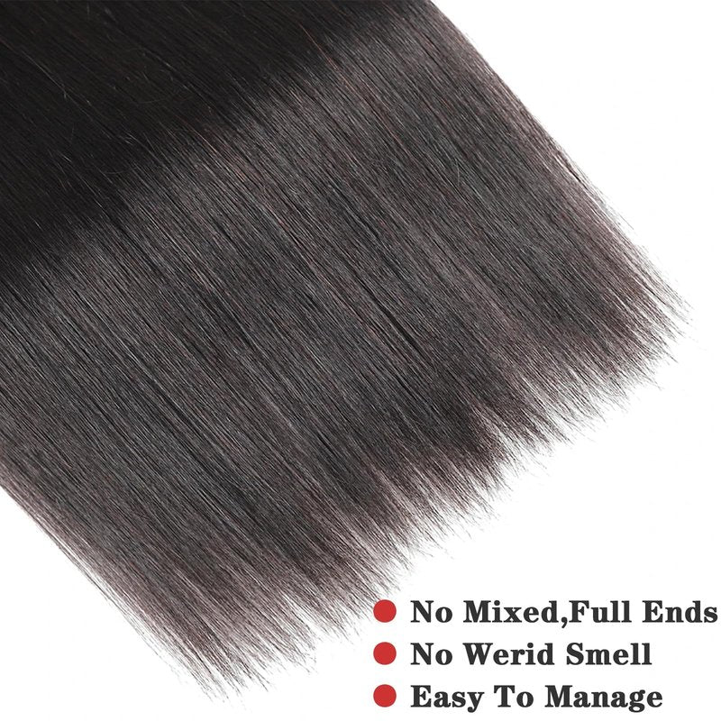 NROOEAY Straight Bundles Human Hair 22 inch 100% Unprocessed Brazilian Straight Hair Bundles 12A Remy Virgin Retain the Intact Cuticle, Long Lifespan
