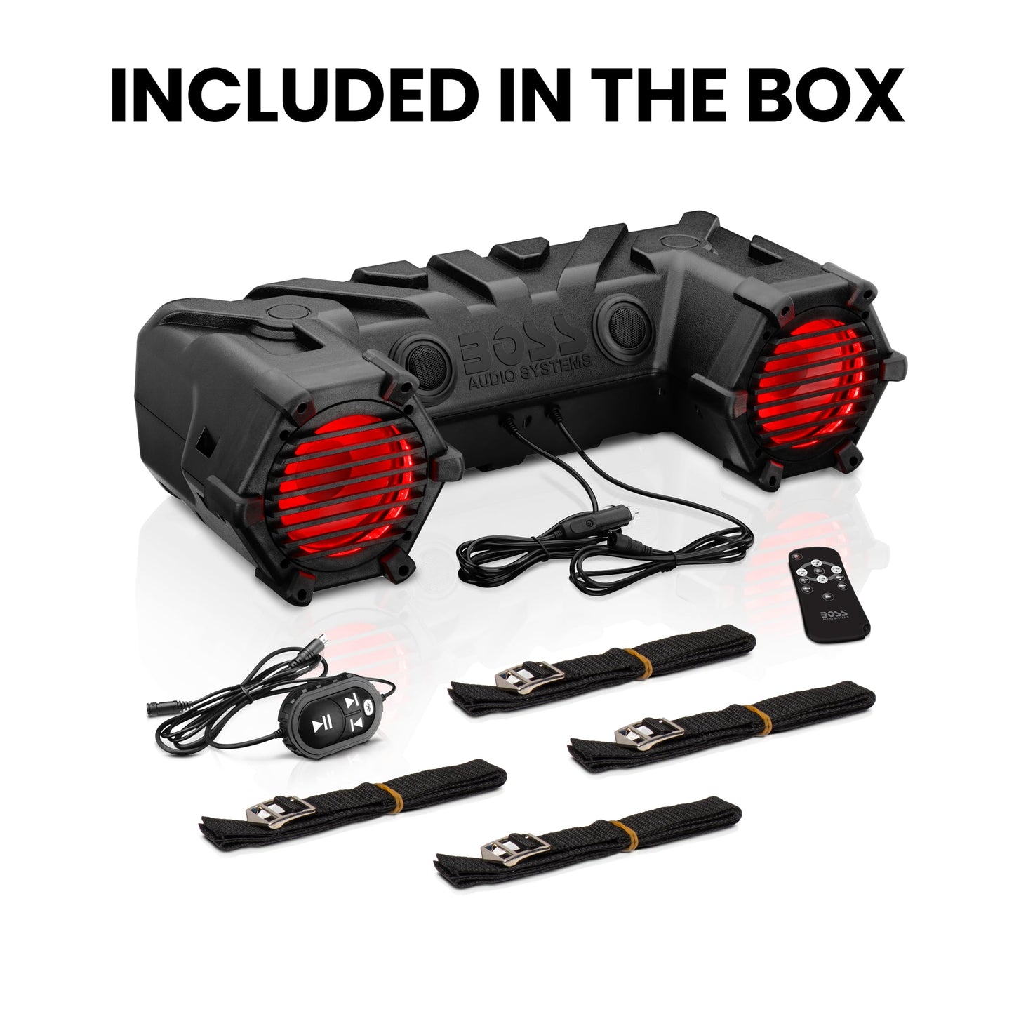 BOSS Audio Systems ATV30BRGB ATV Speaker System - 6.5 Inch Speakers, 1 Inch Tweeters, Built-in Amplifier, Bluetooth, Multi-Color Illumination