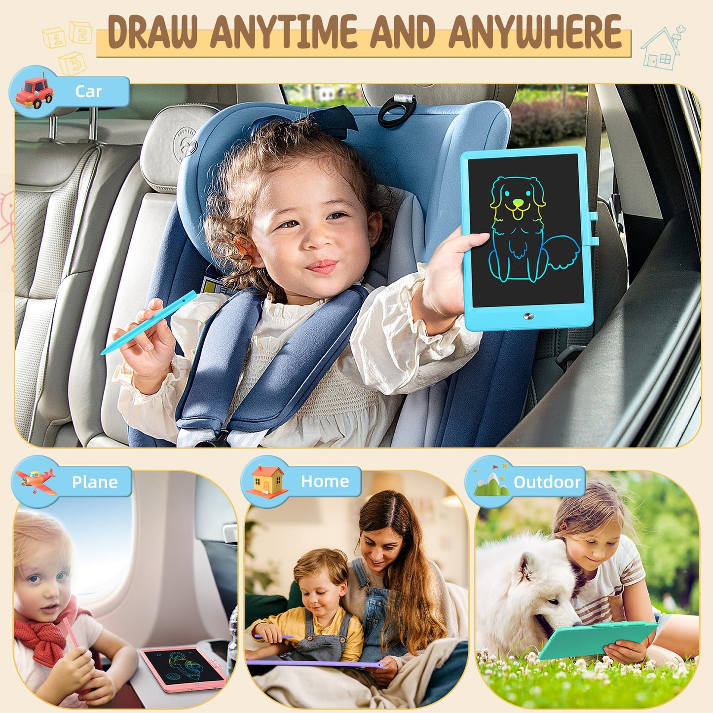Kidopire LCD Writing Tablet, 2Pack Reusable Drawing Pad for Kids, Colorful Doodle Board Kid Drawing Tablet, Educational Toddler Girl Toys, Birthday Gift Ideas for 3 4 5 6 7 8 Year Old Kids