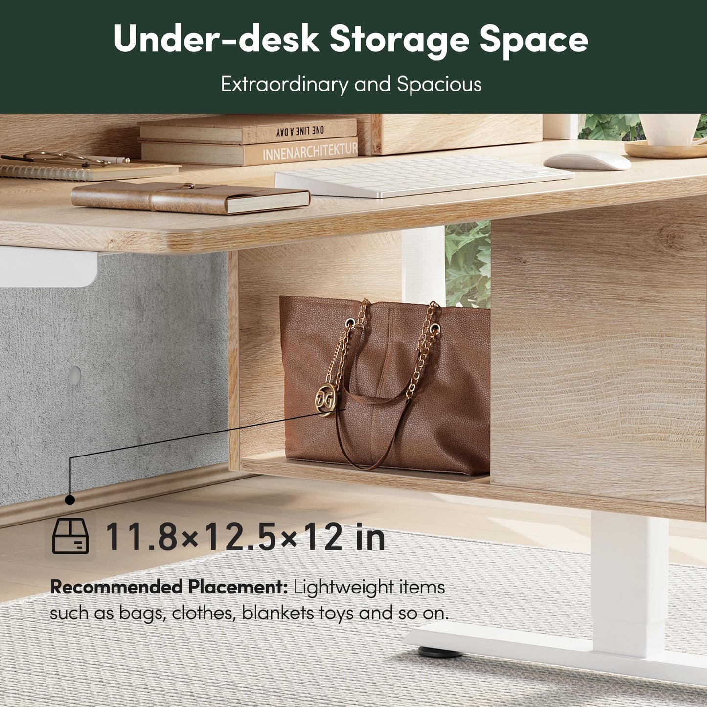 CubiCubi Standing Desk with Wood Drawers, 48" x 24" Electric Height Adjustable Table with Monitor Shelf, 3 Drawers and Open Storage, Computer Home Office Sit and Stand up Workstation, Maple