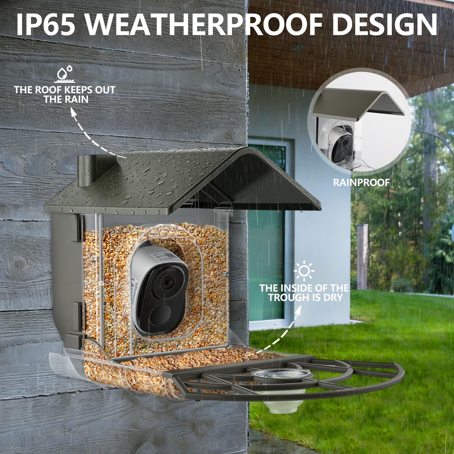OBVADE Smart Bird Feeder with Camera 4K Ultra Hd Solar Bird Feeder for Outdoors with Camera Bird House with Camera Ai Identification for 10,000+ Species, Real-Time Alerts & Night Vision