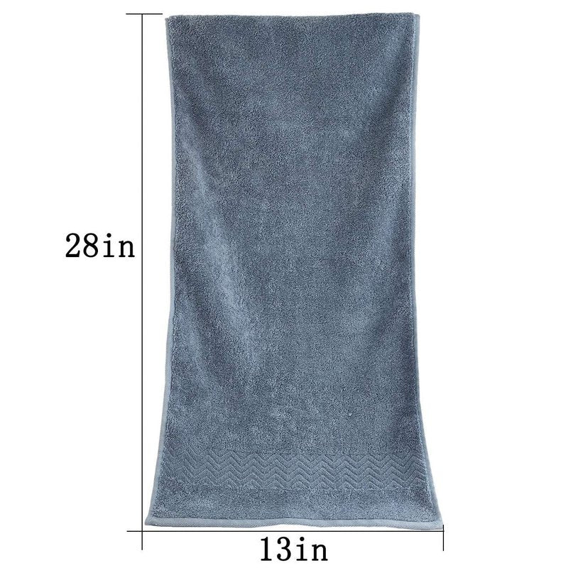 Cleanbear 100% Cotton Hand Towels, Highly Absorbent, Set of 2 (Blue-Grey), 13 x 28 Inches