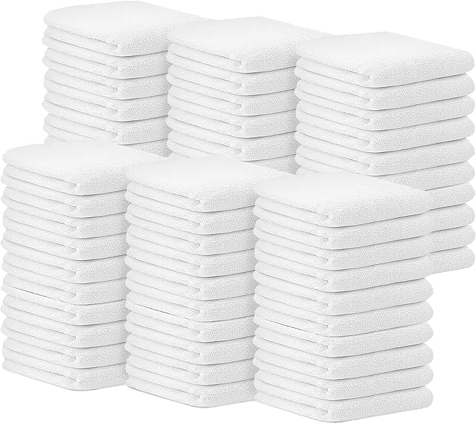 Avalon Towels Bar Towels (Pack of 60) Size 14x17 Inches â 100% Cotton, Absorbent and Reusable Cleaning Rags, Multipurpose Cleaning Towels, Terry Cloth Rags, Durable Shop Rags (White)
