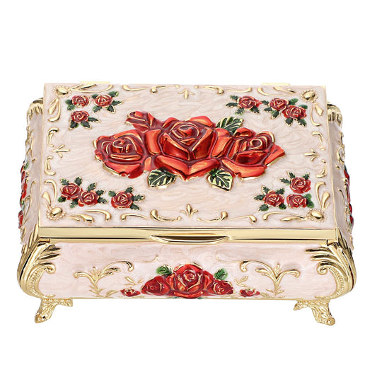 Hipiwe Vintage Metal Jewelry Box Small Treasure Chest Case Trinket Organizer Earrings Necklace Bracelet Storage Box Ring Box Holder Keepsake Box for Women