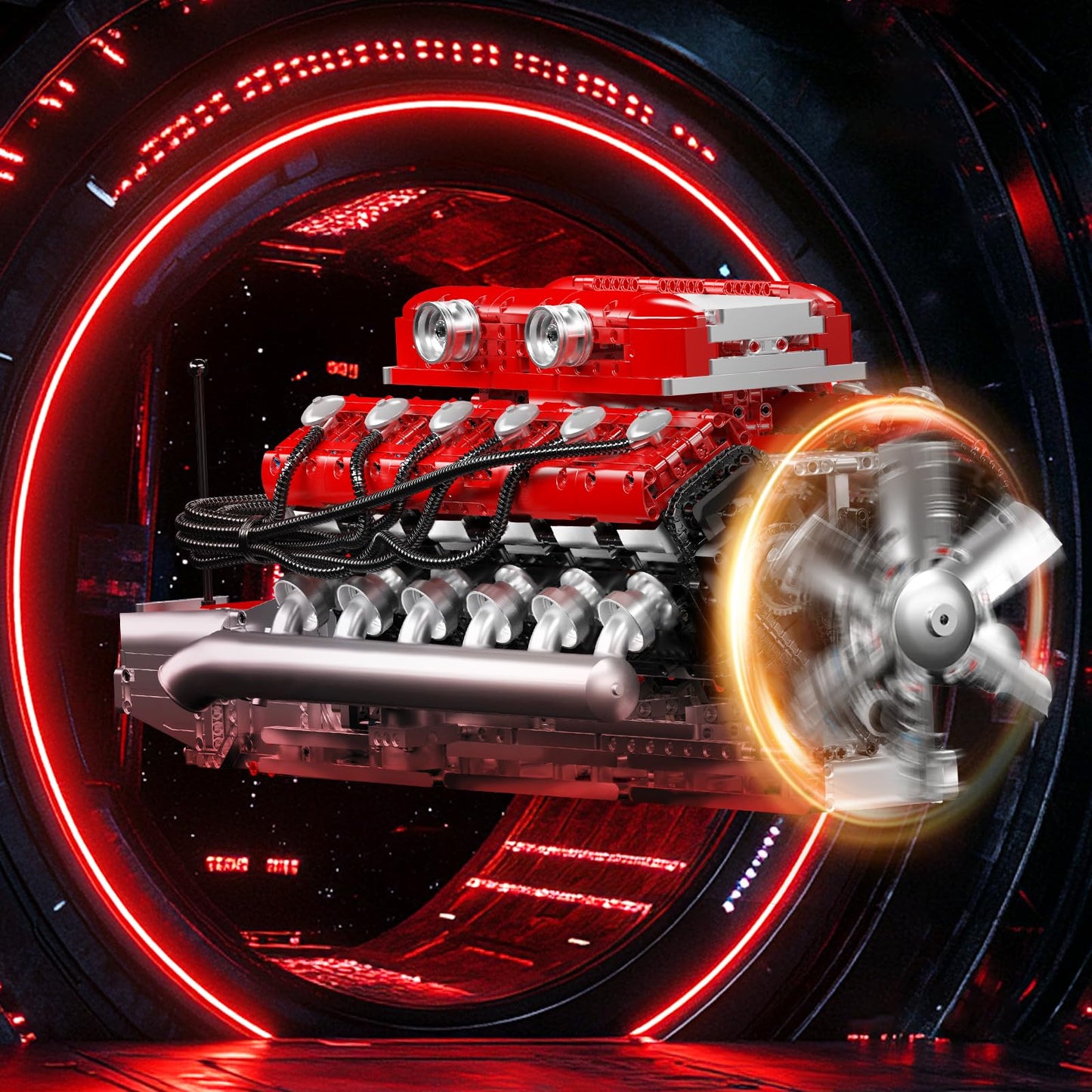 Mould King V12 Engine Model Kit That Runs, MOC Engineering Model Building Kit with Battery and Motor, 3472 PCS STEM Engineering Building Blocks for Adults