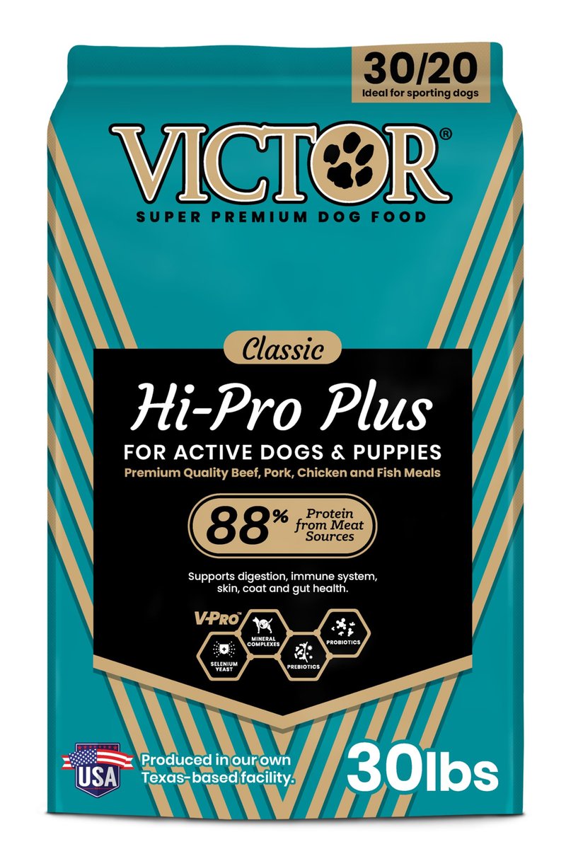 VICTOR Super Premium Dog Food – Hi-Pro Plus Dry Kibble – High Protein Dog Food with 30% Protein – Beef, Chicken, Pork, Fish Meals, Gluten Free - for High Energy and Active Dogs & Puppies, 30lbs