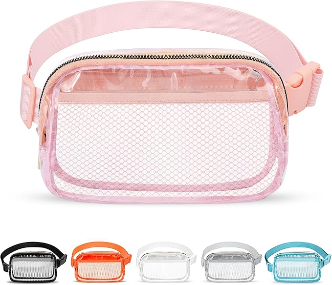 VOROLO Fanny Pack For Women And Men Crossbody Bag Belt Bag with Adjustable Strap Graduation Gifts Clear Pink-1