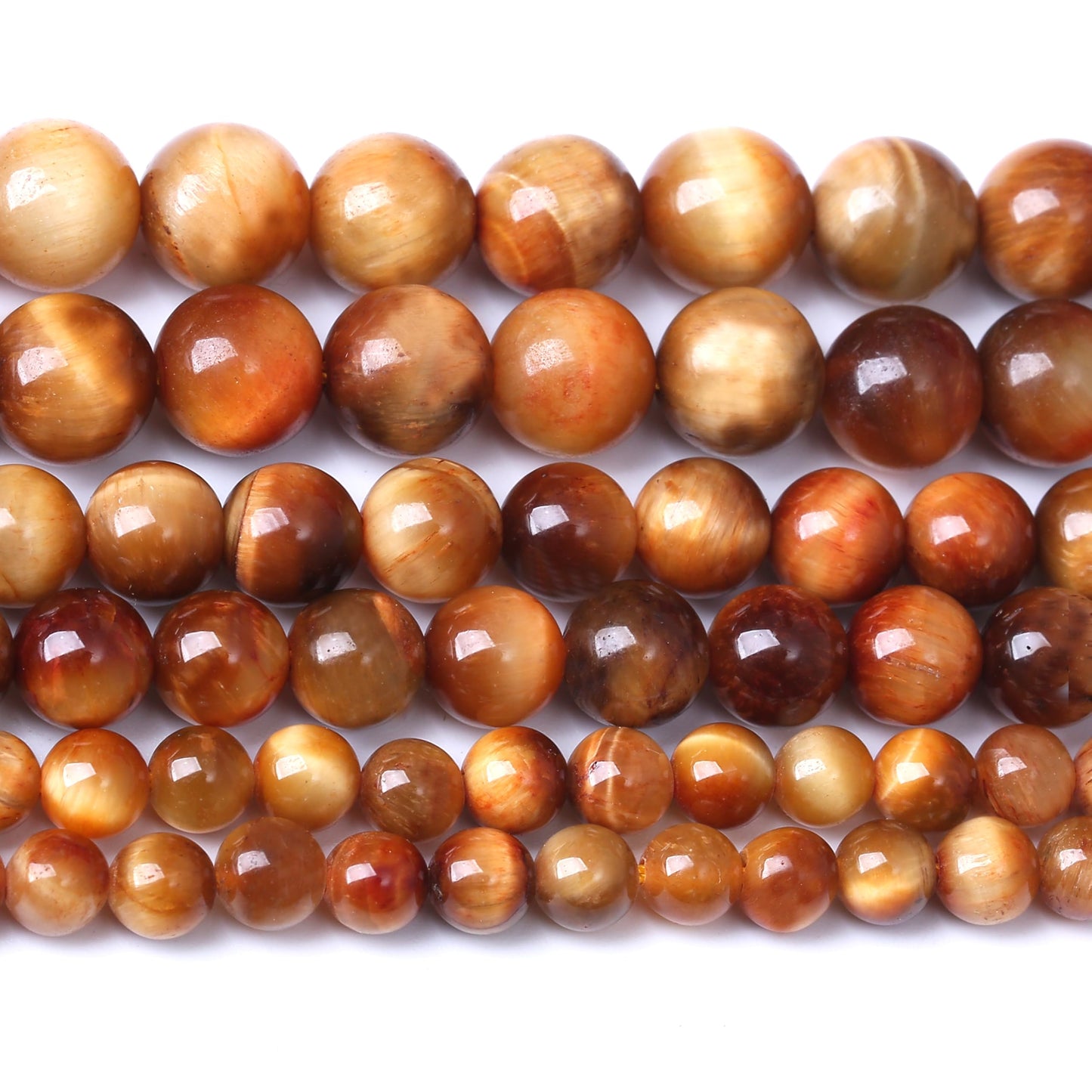 Natural Orange Tiger Eye Beads Gemstone Round Crystal Energy Jade Stone Beads for Jewelry Making DIY Bracelet Necklace 1 Strand 15.5inch 35PCS 10MM