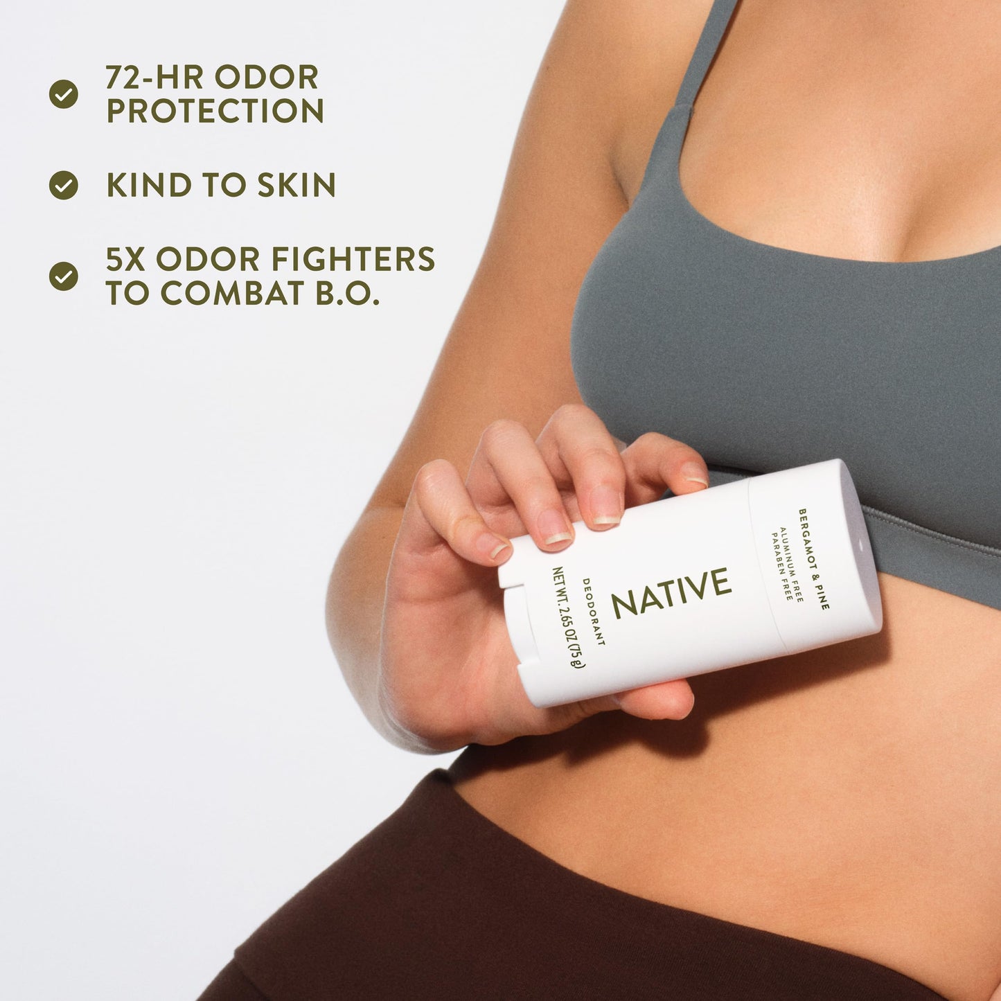 Native Deodorant Contains Naturally Derived Ingredients, 72 Hour Odor Control, Deodorant for Women and Men, Aluminum Free, Bergamot & Pine 2.65oz