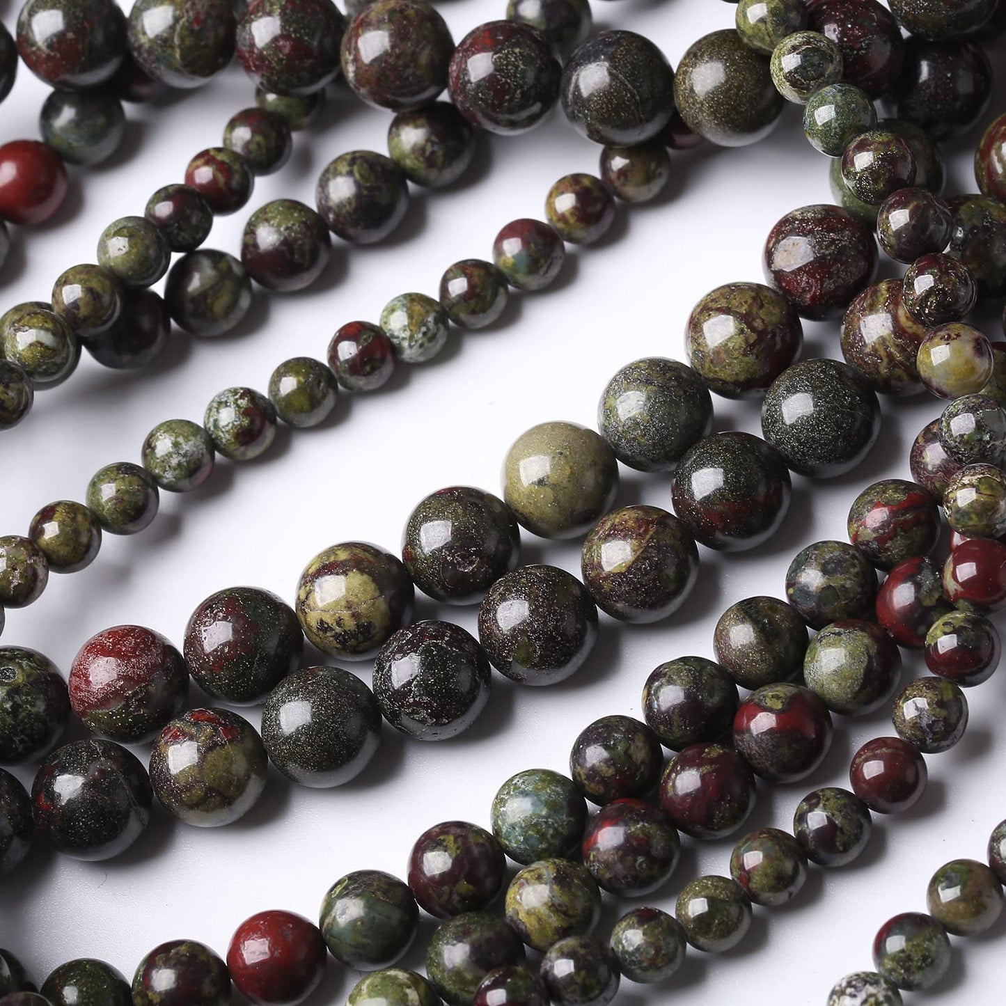 60PCS 6MM Natural Dragon Blood Stone Beads Round Loose Stone Beads for Jewelry Making DIY Energy Stone Healing Power Bracelet 15"
