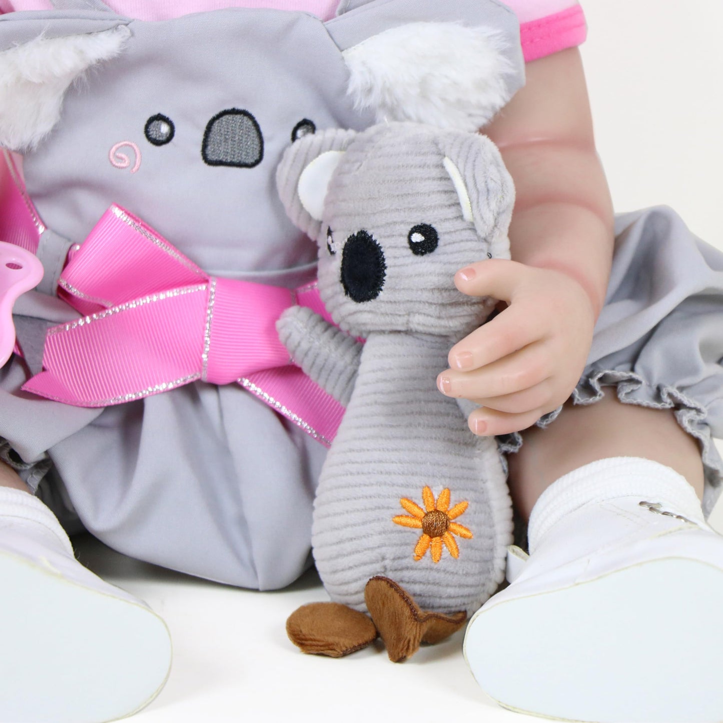 Koala Cuddles – 22” Realistic Reborn Toddler Girl Doll with Rooted Hair, 3D Hand-Painted Face & Full Soft Vinyl Body – Pink & Gray Outfit, Plush Animal, Pacifier, Bottle & Accessories – Ages 3+