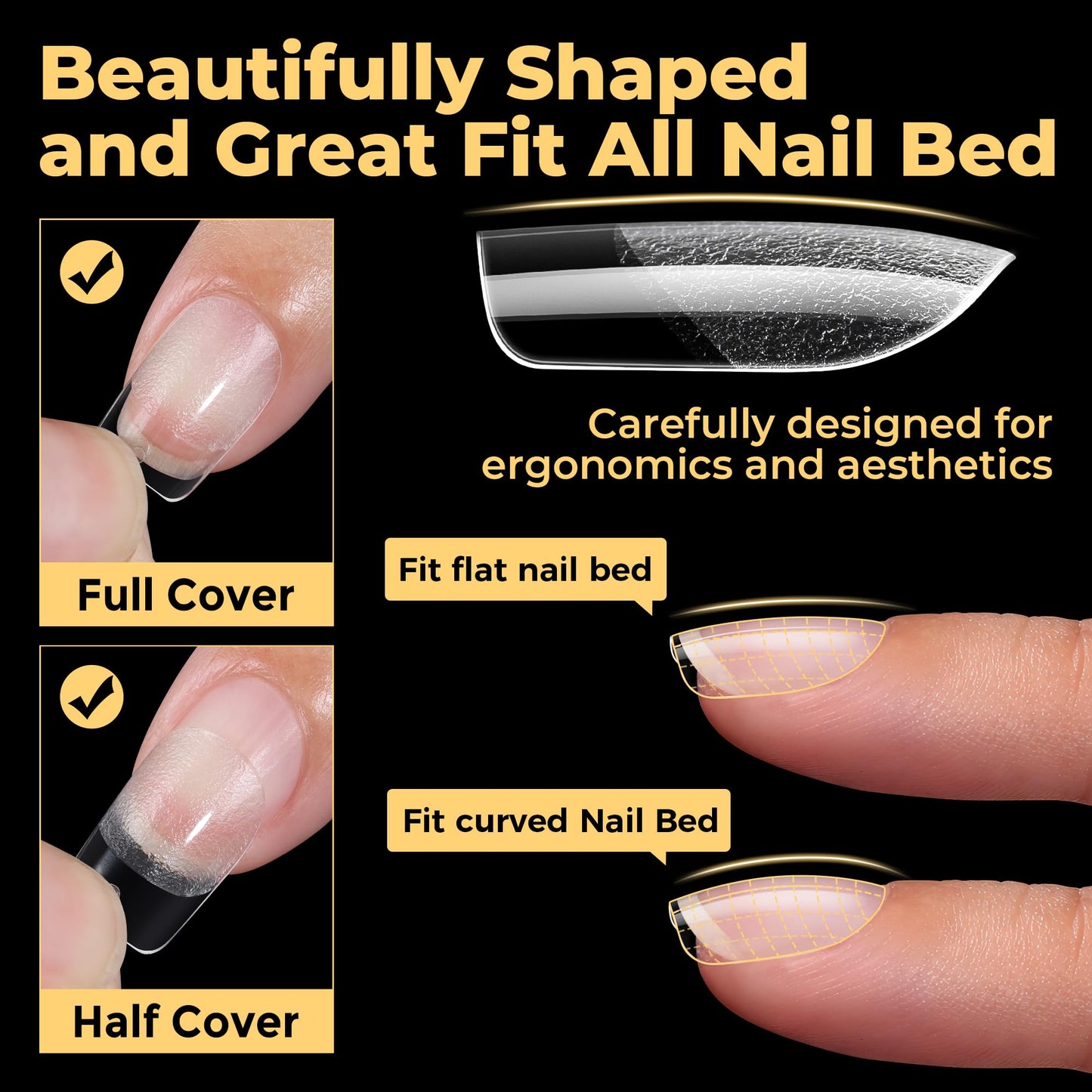 UNA GELLA Extra Short Square Nail Tips, 600pcs Pre Etched XS Short Square Gel Nail Tips, Soft Gel Clear Fake Nails Full Cover for DIY Nails Salon At Home 12 Sizes