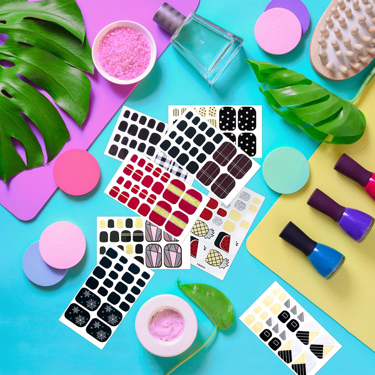 660 Pieces 30 Sheets Toes Nail Polish Strips Glitter Gel Nail Stickers Full Nail Wraps Self Adhesive Nail Polish Stickers for Women Girls Nails Art Accessories with File