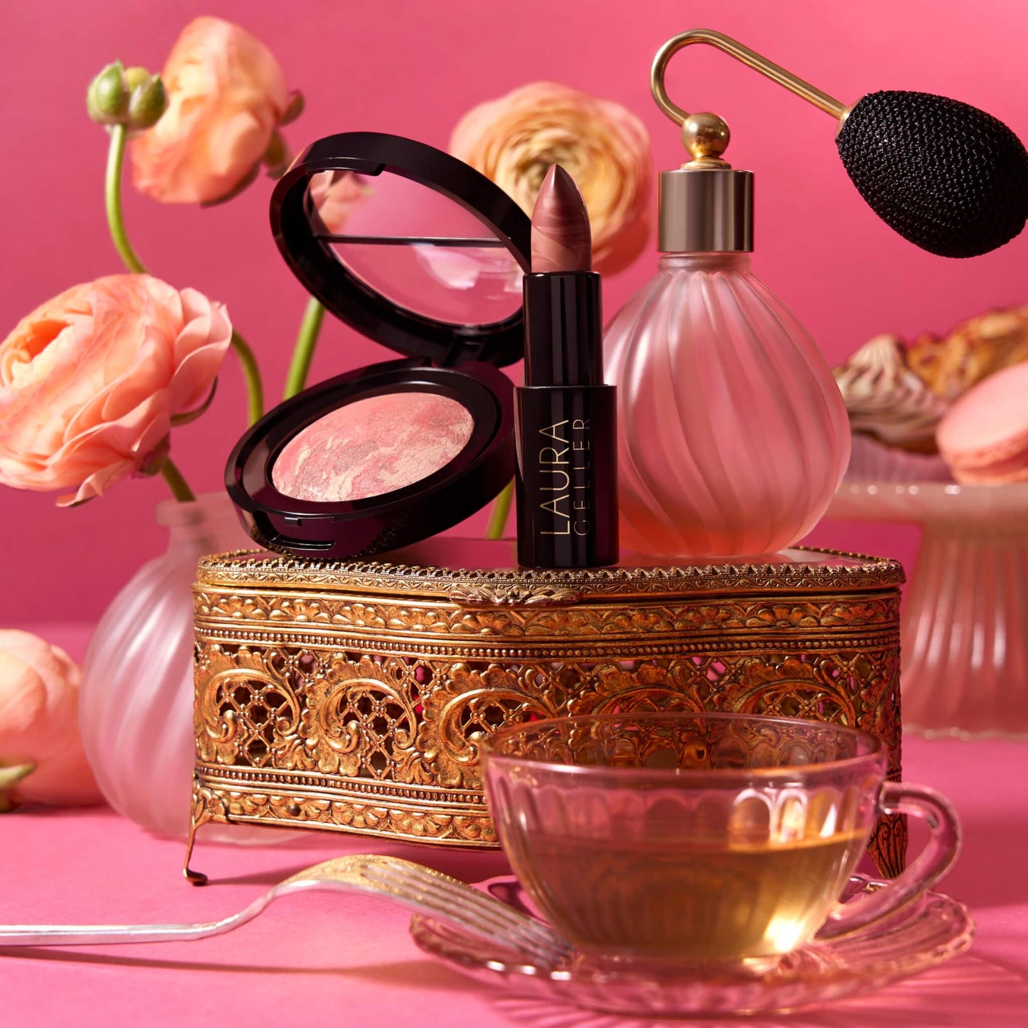 LAURA GELLER NEW YORK It's a Pink Thing Marbleized Makeup Collection - Limited Edition Blush & Lipstick Gift Set - Marbleized Baked Blush & Hydrating Lipstick - Perfect for Mother's Day Gifting
