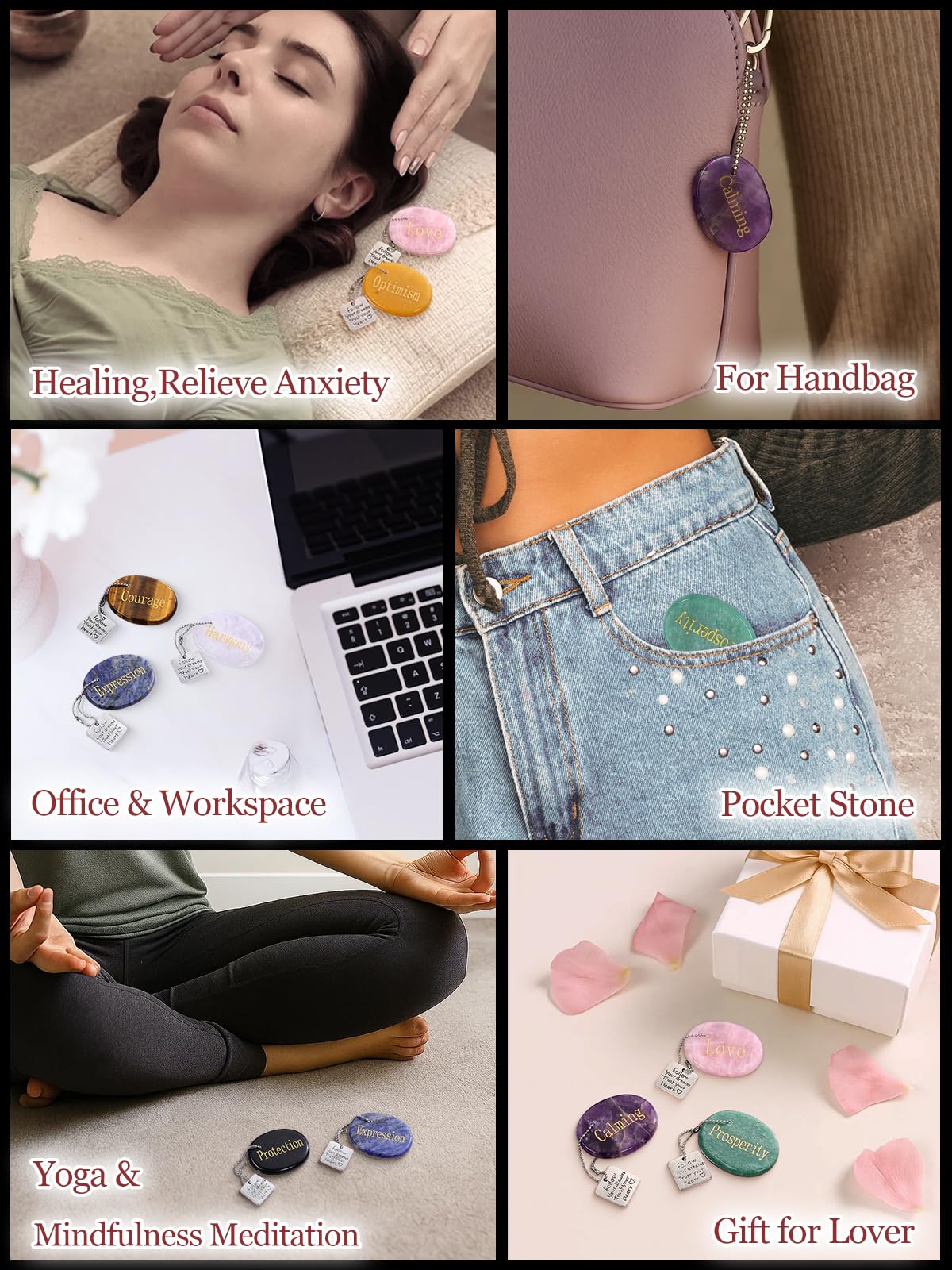 Top Plaza Green Aventurine Crystals Stone for Anxiety Natural Healing Gemstone Keychain Engraved Inspirational Follow Your Dreams Trust Your Heart Pocket Stone Good Luck Meditation Gifts
