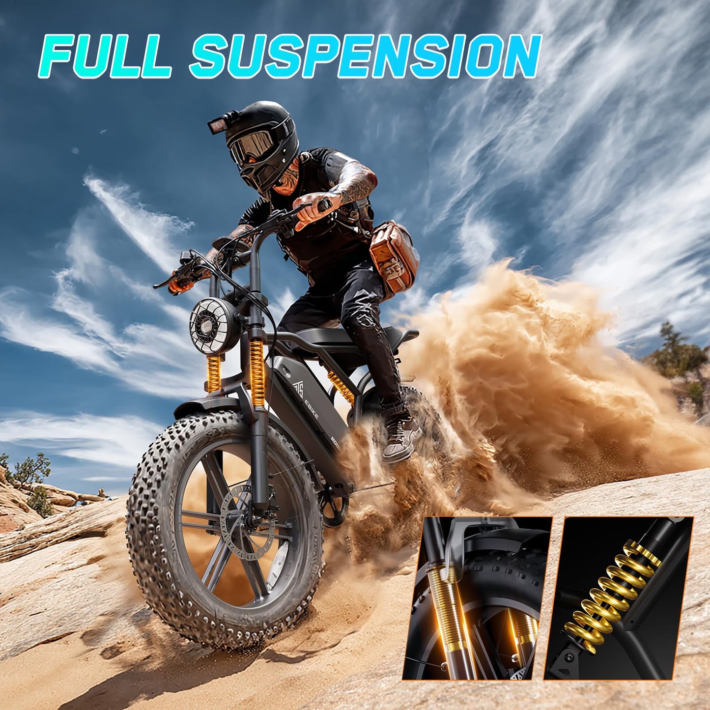 TST Electric Bike for Adults, 1500W Peak Brushless Motor 28 MPH 100 Miles Fat Tire E Bike with 48V 15Ah Removable Battery 20" Electric Bike Hydraulic Suspension and Rear Seat UL 2849 Certified