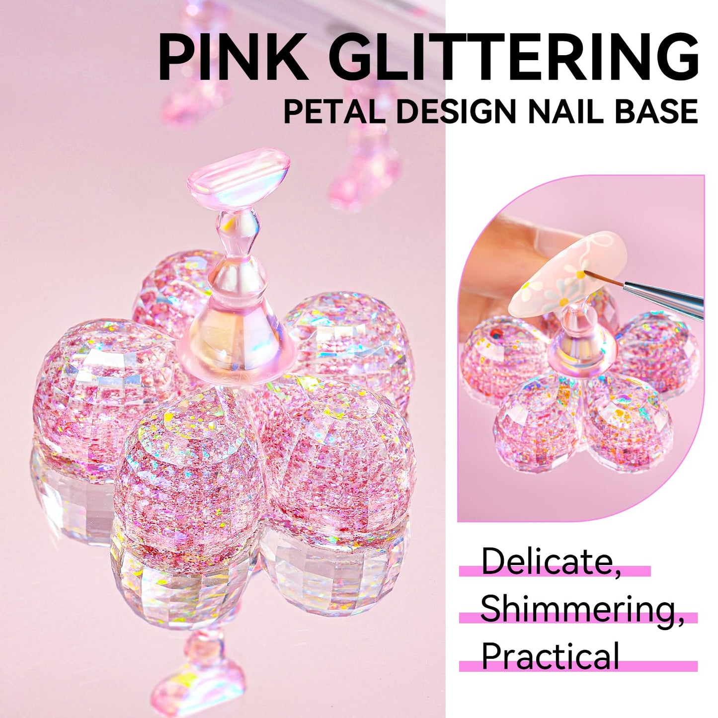 Makartt Nail Stand for Press On Nails Display Practice Art Painting Magnetic Fake Nail Holder for Painting Nails Stand for False Nail Designs with Reusable Putty for Home DIY Beginner Salon Supplies