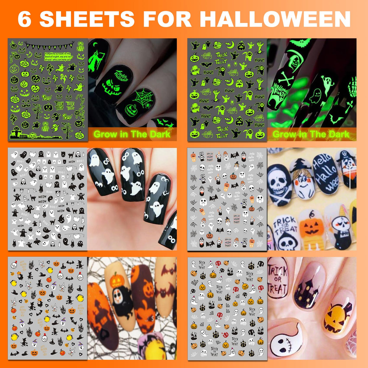 IDDFEVE 30 Sheets 8 Holiday Nail Art Stickers, Variety Pack All Season Nail Decals for All Year, Self-Adhesive Pegatinas Uñas 4th of July Halloween Fall Christmas Valentine St. Patrick's