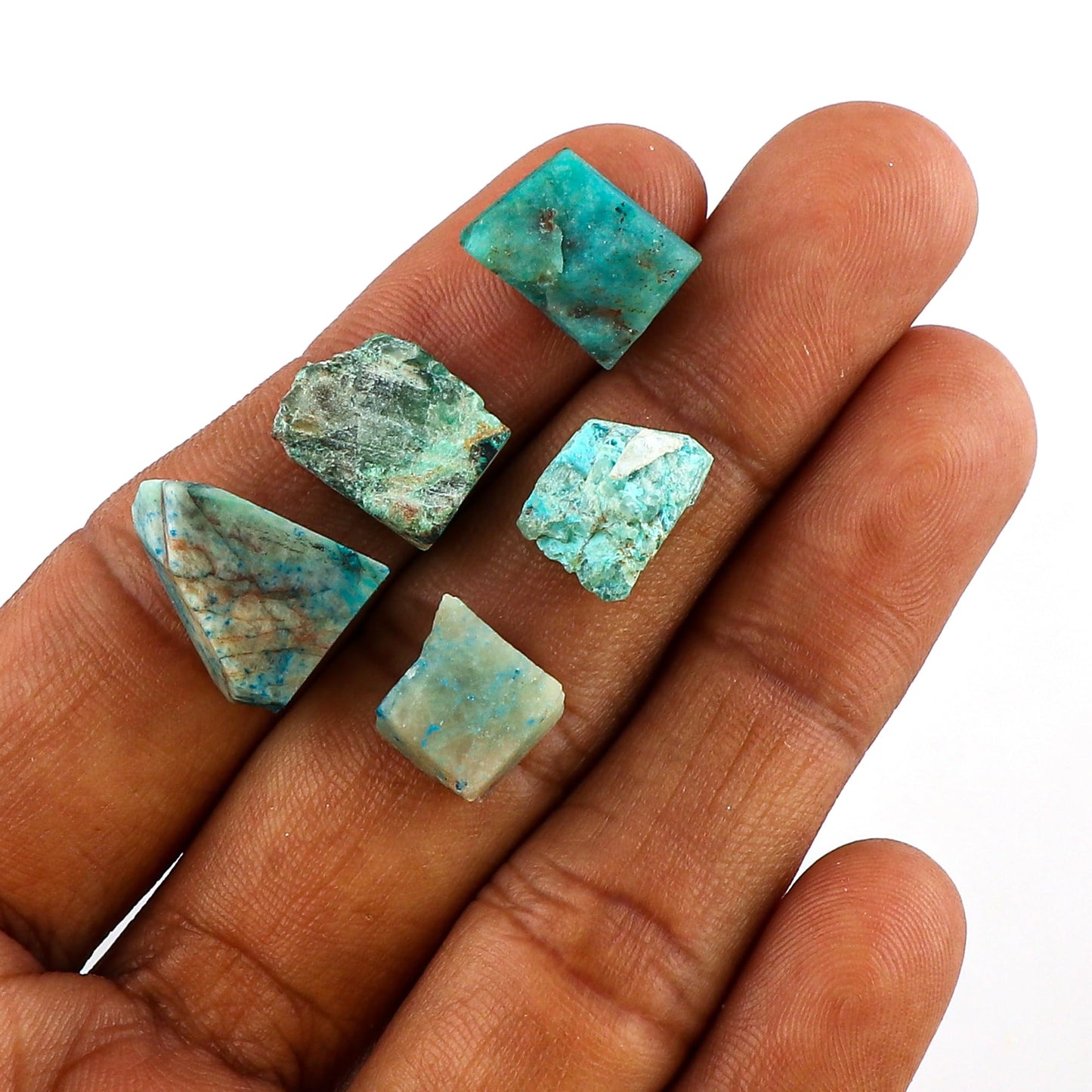 CRYSTALINES 5pcs, Wholesale Natural Raw Green Chrysocolla Gemstone, Untreated Rough Stone, Bulk Loose Supplies, DIY Crafts, Jewelry Making, Healing Crystals, Birthstone, Gem Collection, AAA Grade