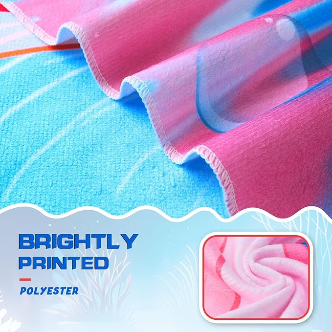 WERNNSAI Dinosaur Kids Beach Towel for Girls - 30” x 60” Axolotl Sand Free Swim Towels for Girls Bath Pool Camping Travel Towel Quick Dry Ultra Absorbent Super Soft Beach Blanket Bath Shower Towel