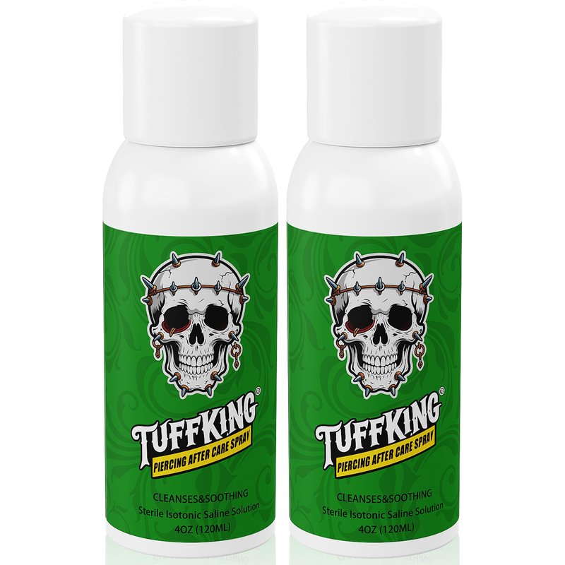 Tuffking 2PCS Piercing Aftercare Spray (4OZ) Advanced 2-in-1 Piercing Aftercare & Cleanser for Piercing Bump Keloid Removal Piercings Bumps Lip Body Nose Rings & Ear Piercing Cleaner