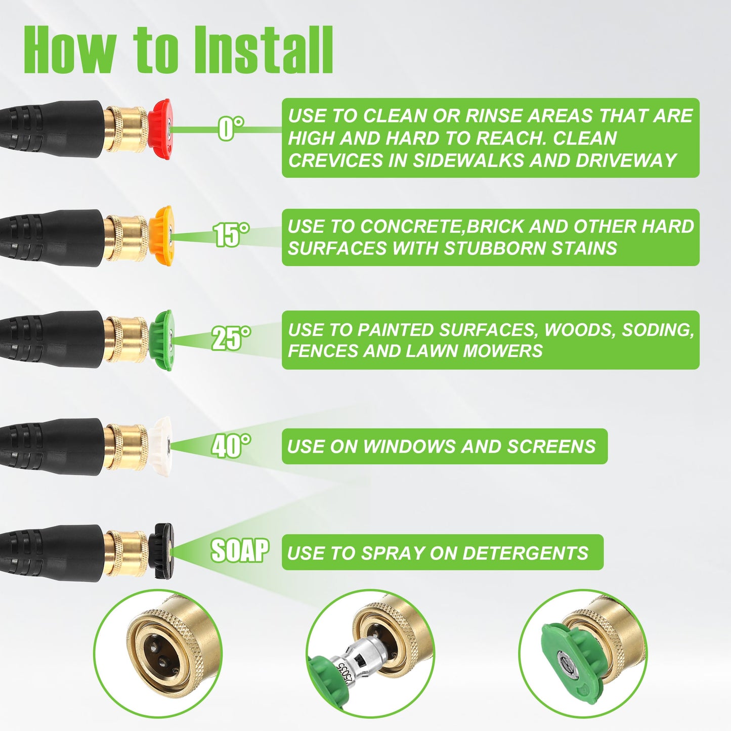 PWACCS Pressure Washer Gun and Hose Kit, 25 FT Power Washer Hose with Replacement Lance Wand, 5 Nozzle Tips, M22-14 Fitting, Compatible with Ryobi, Green Works & Karcher