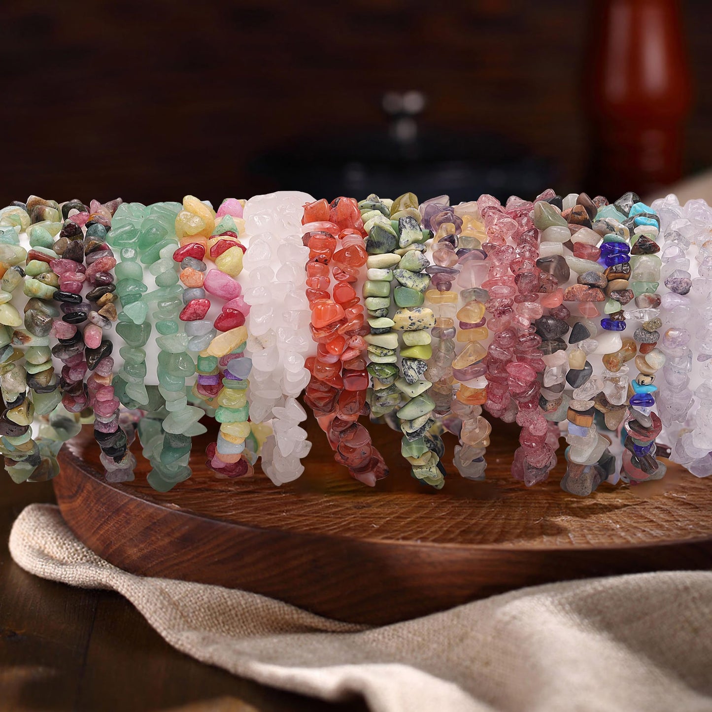 Youngbling Natural Chip Stone Beads 450 Pcs 5-8mm Healing Crystal Irregular Gemstone Drilled Lose Rocks Multicolor Beads Bulk for Bracelet Jewelry Making
