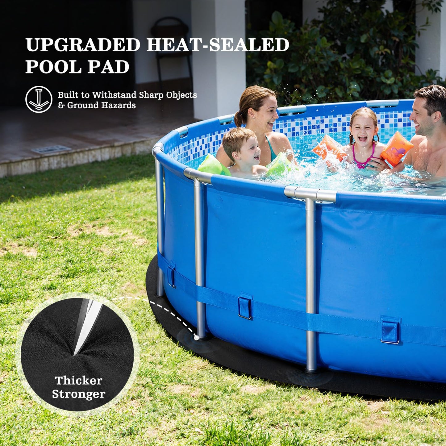 UIRWAY 16FT Round Pool Liner Pad, [2026 New 300G/M² Thicker Heavy Duty] Outdoor Padding for 16' Foot Above Ground Pools, Underneath Pool Mat, Swimming Pool Liners for Padding and Punctures Protection