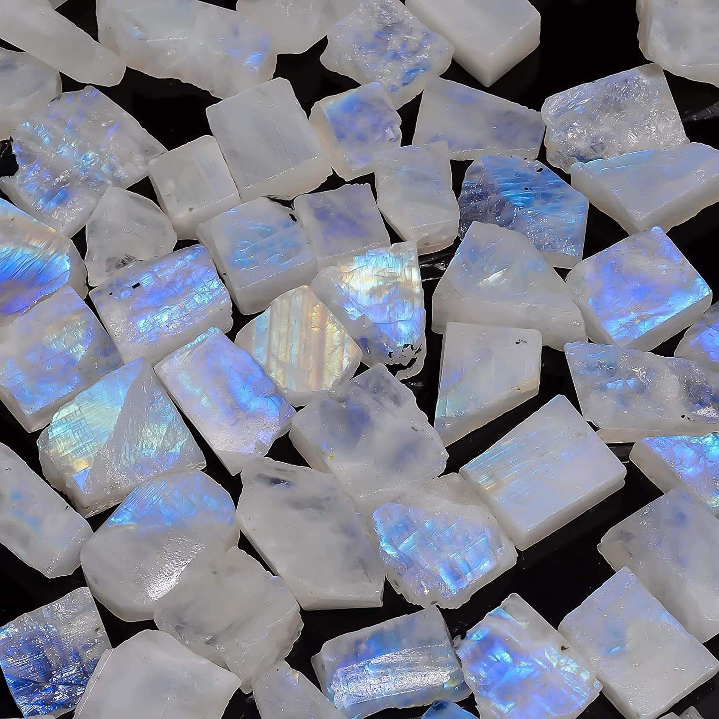 Duggu 6 pcs 100 carats Natural Rainbow Moonstone Rough Gemstone, Raw Crystals, Moonstone Rock, Jewelry Making Supplies, Chakra Healing, Energy Stone, Crafts & DIY Stone, 16 to 20mm
