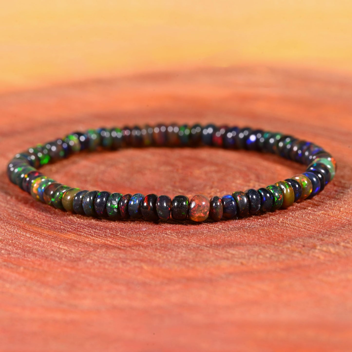 GEMS OF BAY Opal Bracelet (7 Inches, Black)