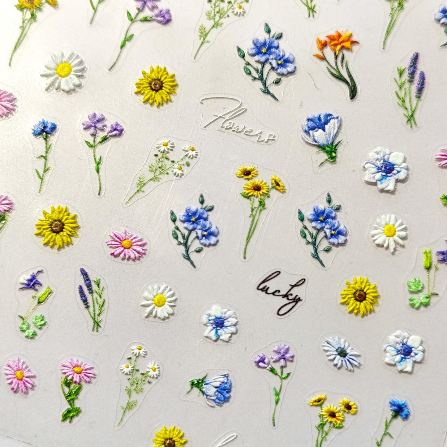 Flower Nail Stickers Spring Nail Art Decals Wildflower Daisy Sunflower Nail Decals 5D Embossed Stickers for Nails Designs Self Adhesive Nail Art Supplies & Decorations for Women Girls 1 Sheet