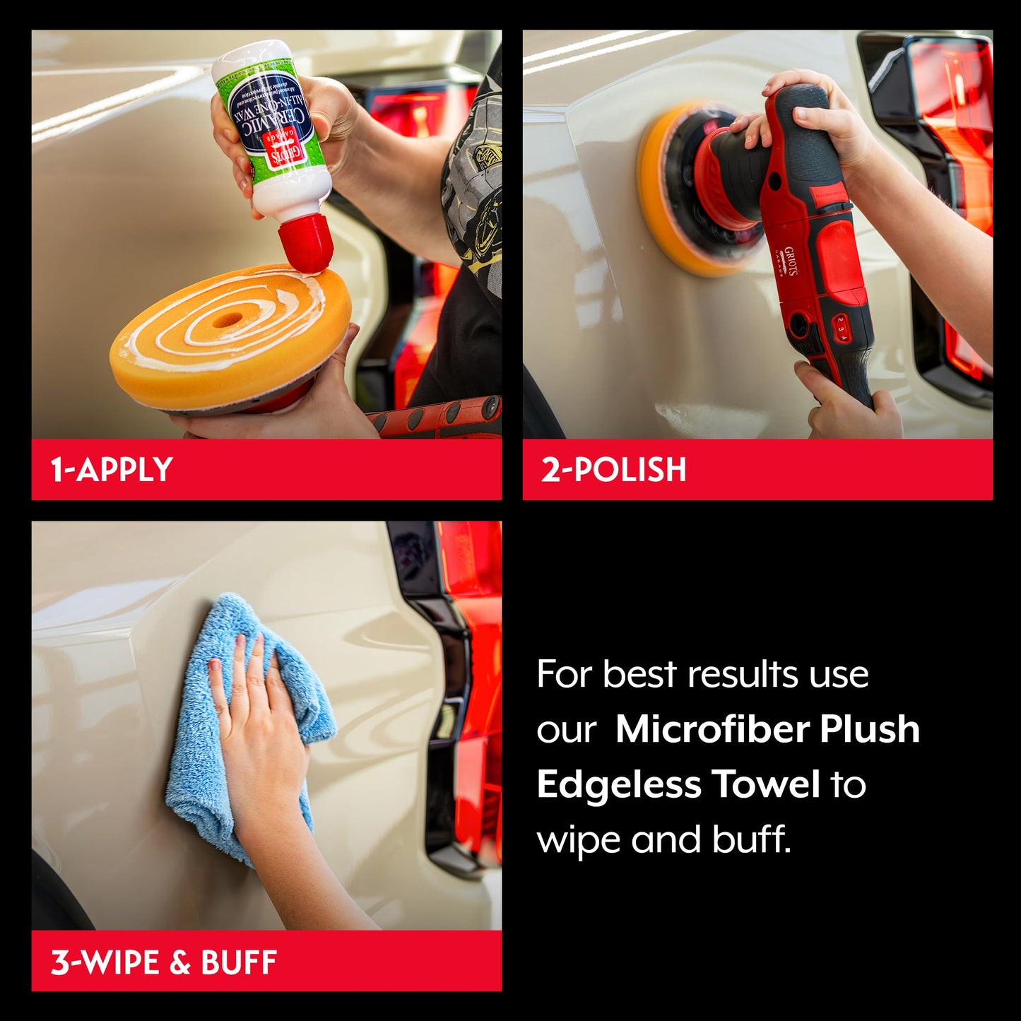 Griot's Garage G9 Random Orbital with Ceramic All-in-One Car Wax, 8oz and 6.5" Orange Buffing Pad, Paint Correction, Auto Detailing Supplies and Accessories