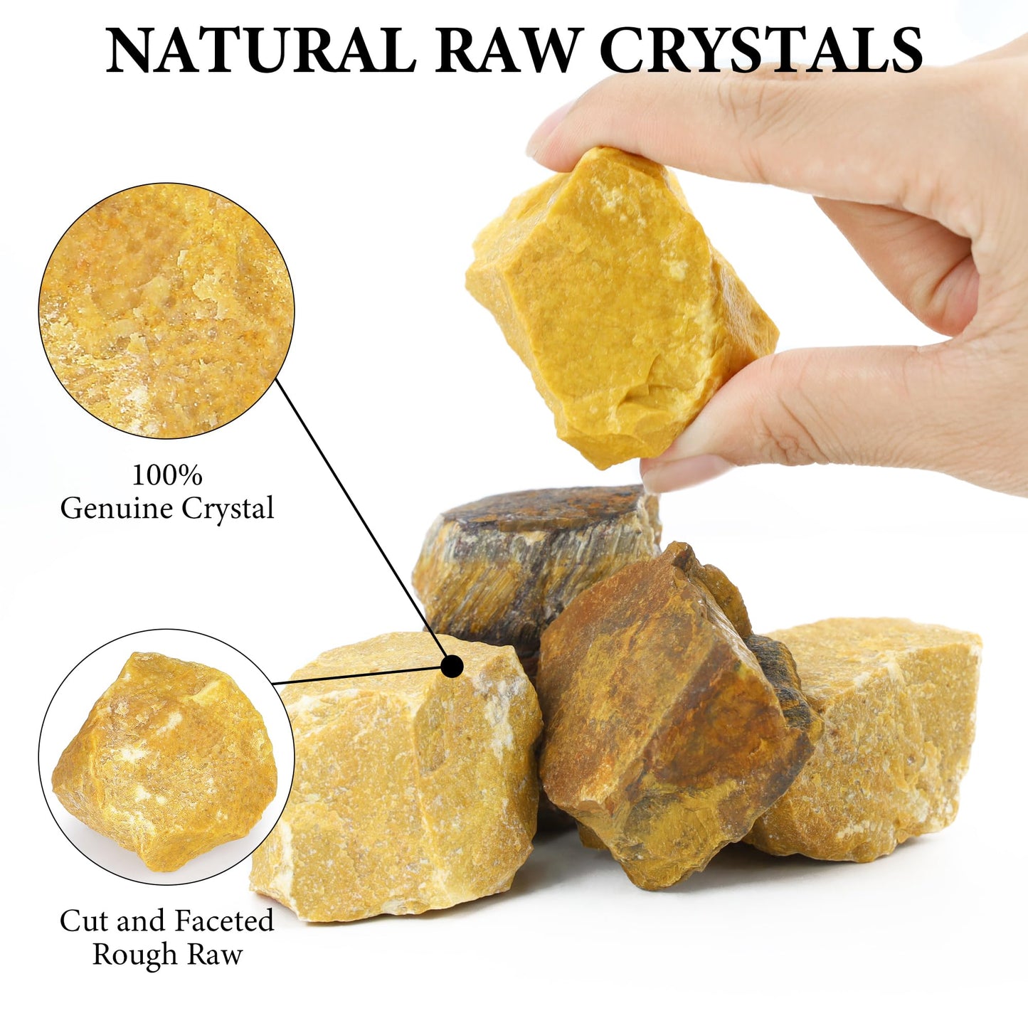QINJIEJIE Yellow Aventurine 2PCS Raw Crystals 1.8-2.2'' Natural Crystals Healing Stones Bulk Large Stones for Tumbling Cabbing Polishing Handmade DIY Decoration Gifts