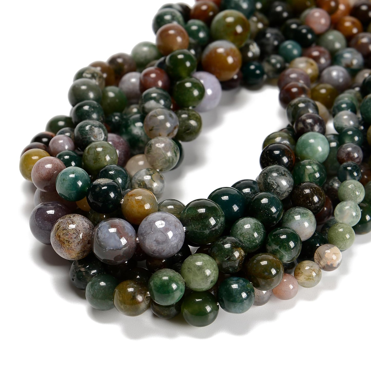 65Pcs India Agate Green 6mm Beads Natural Stone Round Gemstone Genuine Real Stone for DIY Bracelet Jewelry String Making