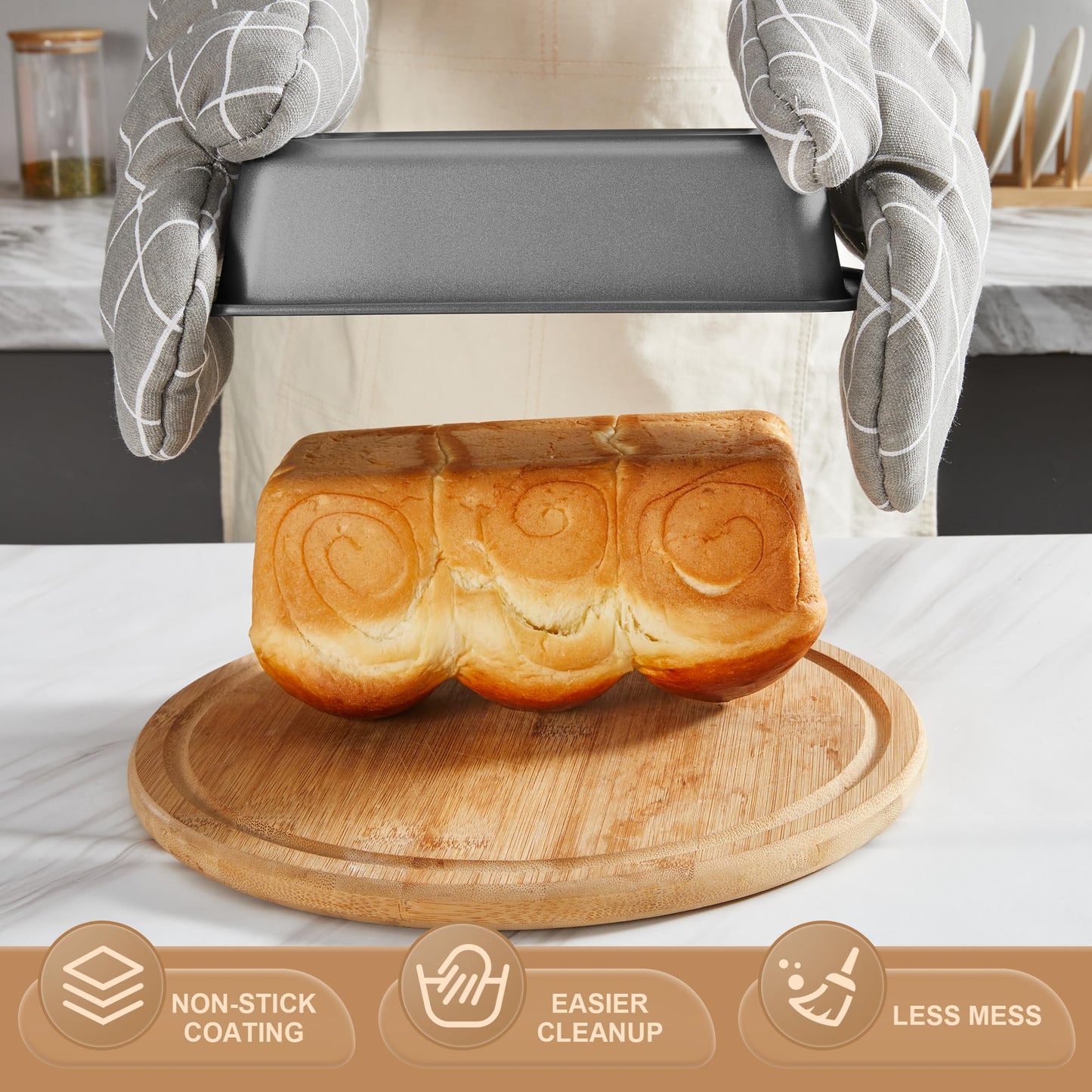 HONGBAKE Bakeware Sets, Baking Pans Set with Kitchen Utensils, Nonstick Oven Pan with Wider Grips, 17 Pieces Including Rack, Cookie Sheet, Cake, Loaf, Muffin, Pizza Pan